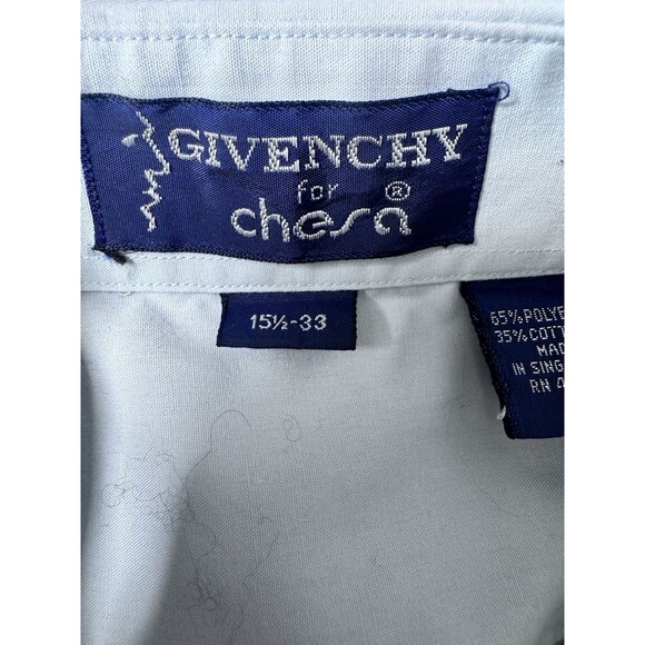 Vintage Givenchy for Chesa Shirt Mens Light Blue  Button Up Size M/L  15/5-33 - Picture 5 of 7